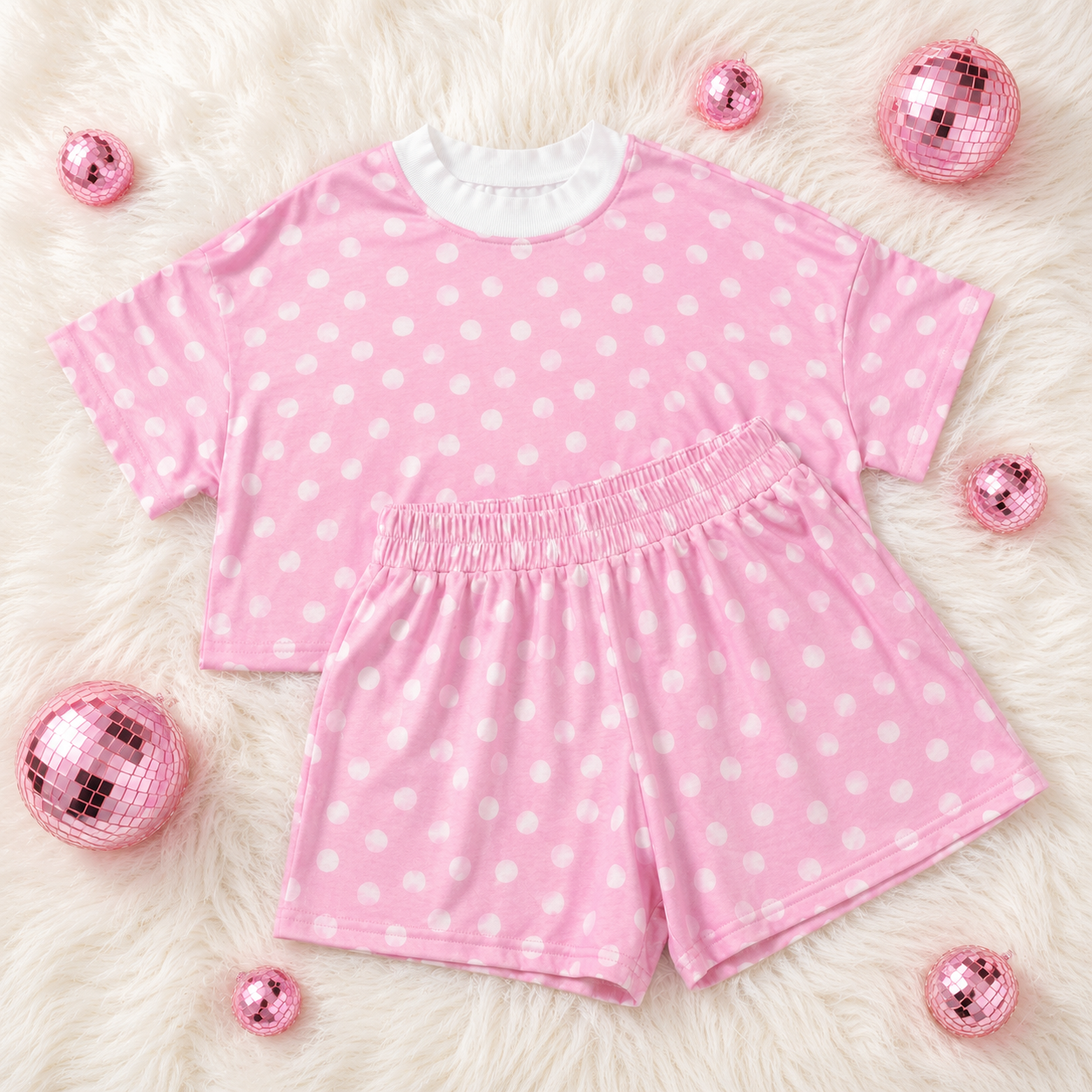 polkadot mock neck set ￼